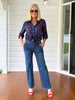 Cherry Delight Print Sheer Shirt - Navy/ Red