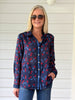 Cherry Delight Print Sheer Shirt - Navy/ Red