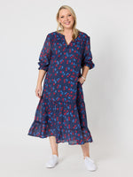 Cherry Delight Print Dress - Navy/ Red