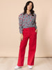 Cherry Stripe Print  Sheer Shirt - Navy/ White