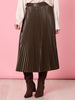 Florence Faux Leather Pleat Skirt - Espresso
