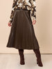 Florence Faux Leather Pleat Skirt - Espresso