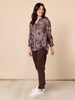 Montana Floral Print Sheer Shirt - Coffee Multi