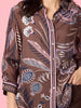 Montana Floral Print Sheer Shirt - Coffee Multi