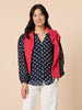 Aurora Spot Print Sheer Top - Navy White