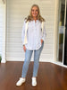 Tiffany Diamante Stripe Print Shirt - Blue/ White