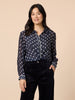 Aurora Spot Print Sheer Shirt - Navy White