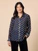 Aurora Spot Print Sheer Shirt - Navy White