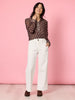 Aurora Spot Print Sheer Shirt - Coffee White