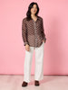 Aurora Spot Print Sheer Shirt - Coffee White