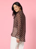 Aurora Spot Print Sheer Shirt - Coffee White