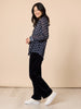 Aurora Spot Print Sheer Shirt - Navy White