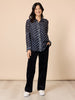 Aurora Spot Print Sheer Shirt - Navy White