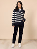 Bel Air Stripe Print Knit - Navy Ivory