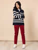 Bel Air Stripe Print Knit - Navy Ivory