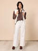 Aurora Spot Print Sheer Top - Coffee White