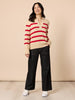 Montrose Stripe Print Knit - Natural Red