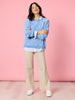 Tiffany Diamante Stripe Print Shirt - Blue/ White