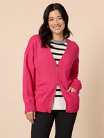 Manhattan Zip Cardi - Hot Pink