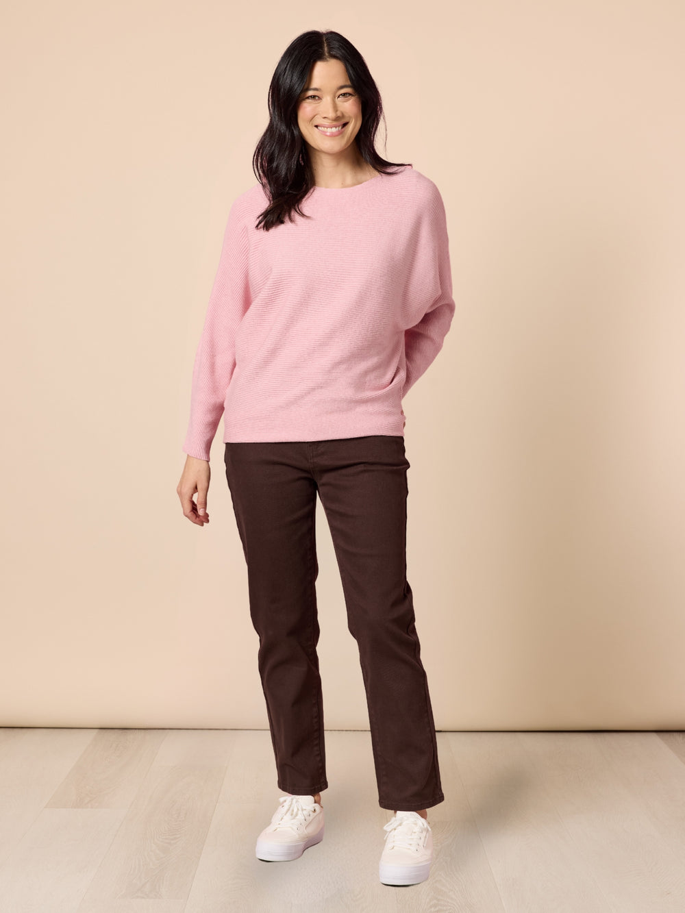Billie Ribbed Batwing Knit - Blush