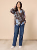 Vermont Floral Print Sheer Top - Coffee Blue