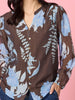 Vermont Floral Print Sheer Top - Coffee Blue