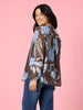 Vermont Floral Print Sheer Top - Coffee Blue