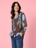 Vermont Floral Print Sheer Top - Coffee Blue
