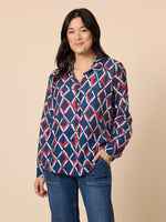 Capitol Print Sheer Shirt - Navy Multi