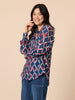 Capitol Print Sheer Shirt - Navy Multi
