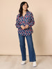 Capitol Print Sheer Shirt - Navy Multi