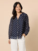 Aurora Spot Print Sheer Top - Navy White