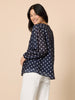 Aurora Spot Print Sheer Top - Navy White