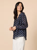 Aurora Spot Print Sheer Top - Navy White