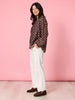 Aurora Spot Print Sheer Top - Coffee White