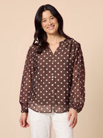 Aurora Spot Print Sheer Top - Coffee White