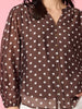 Aurora Spot Print Sheer Top - Coffee White