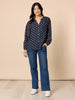 Aurora Spot Print Sheer Top - Navy White