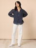 Aurora Spot Print Sheer Top - Navy White