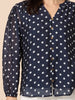 Aurora Spot Print Sheer Top - Navy White