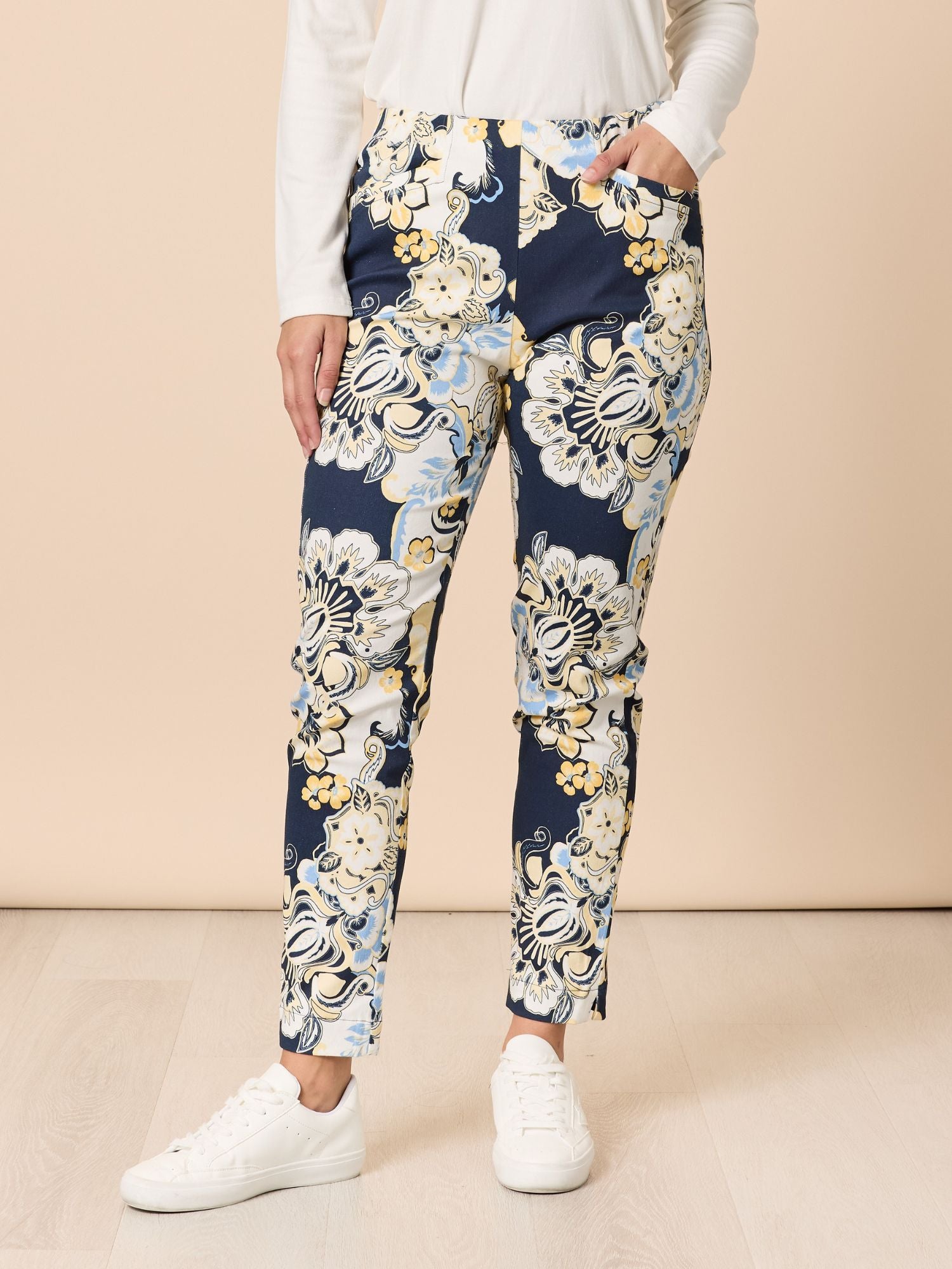 Pantalon Skinny En Coton Imprimé Floral Willi Smith - Taille 4 - Occasion Très Bon état