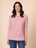 Harbour Stripe Print Long Sleeve Tee - Red/ White