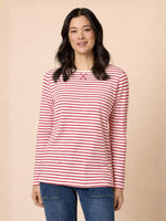 Harbour Stripe Print Long Sleeve Tee - Red/ White