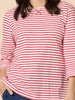 Harbour Stripe Print Long Sleeve Tee - Red/ White