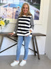 Newport Stripe Button Top - Navy Ivory