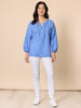 Cherish Embroidered Heart Stripe Top - Blue/ White