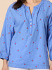 Cherish Embroidered Heart Stripe Top - Blue/ White
