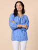 Cherish Embroidered Heart Stripe Top - Blue/ White