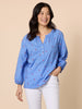 Cherish Embroidered Heart Stripe Top - Blue/ White