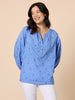 Cherish Embroidered Heart Stripe Top - Blue/ White